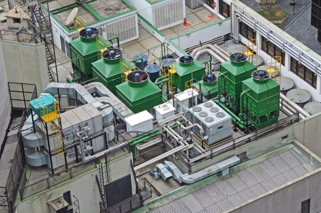 Industrial manufacturing example with HVAC on a rooftop.